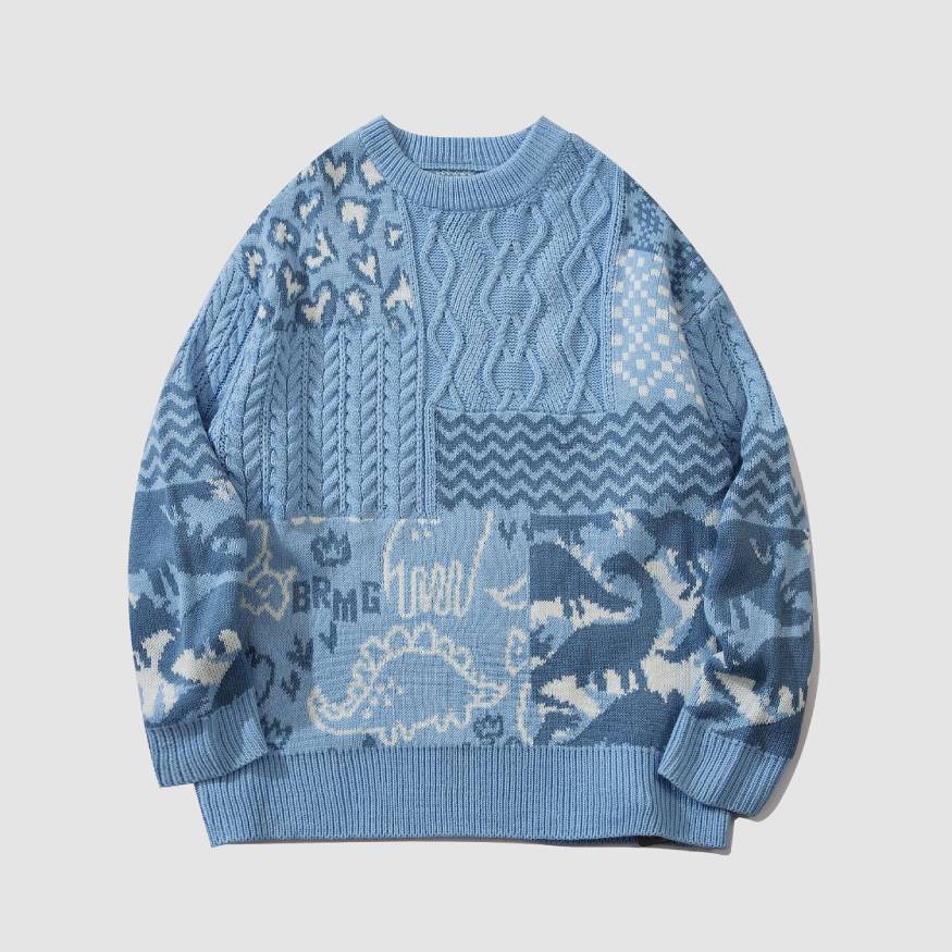 Haul™ Dinosaur Pattern Stitching Knit Sweater