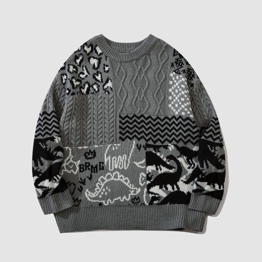 Haul™ Dinosaur Pattern Stitching Knit Sweater