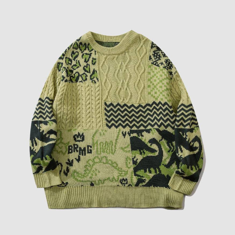 Haul™ Dinosaur Pattern Stitching Knit Sweater